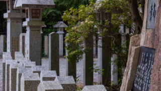 神社 灯籠と奉納石柱
